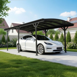 Carport en aluminium anthracite 3x5,05m et polycarbonate 6mm X-METAL