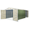 Garage double portes vert pâle et crème 17m² + kit d'ancrage X-METAL