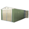 Garage double portes vert pâle et crème 17m² + kit d'ancrage X-METAL