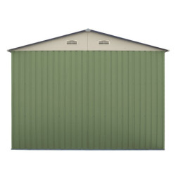 Garage double portes vert pâle et crème 17m² + kit d'ancrage X-METAL