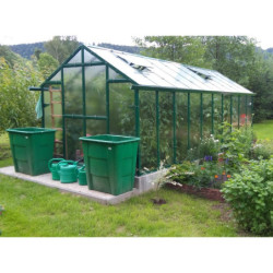 Serre de jardin verte 249x505cm 12,57m² en verre cathédrale 4mm VARIANT - Limes