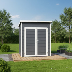 Abri de jardin Skur 1 2,19m² + plancher traité peint anthracite Baltic