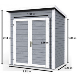 Abri de jardin Skur1 2,08m² + plancher traité peint gris Baltic