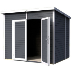 Abri de jardin 4,31m² Skur 4 + plancher traité peint gris antrahcite Baltic