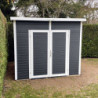 Abri de jardin 4,31m² Skur 4 + plancher traité peint gris antrahcite Baltic