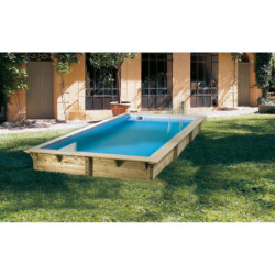 Piscine bois rectangulaire 350x505cm AZURA toute équipée UBBINK