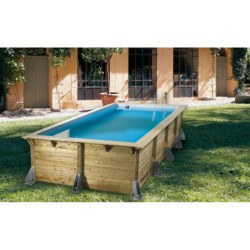 Piscine bois rectangulaire 350x505cm AZURA toute équipée UBBINK