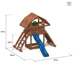 Station de jeux GIANT pour enfants en bois séché et lasuré teck FUNGOO