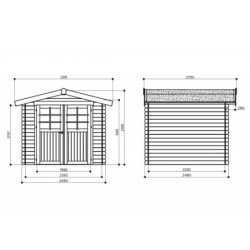 Abri de jardin en bois massif 19mm GERA 6,15m² - SOLID