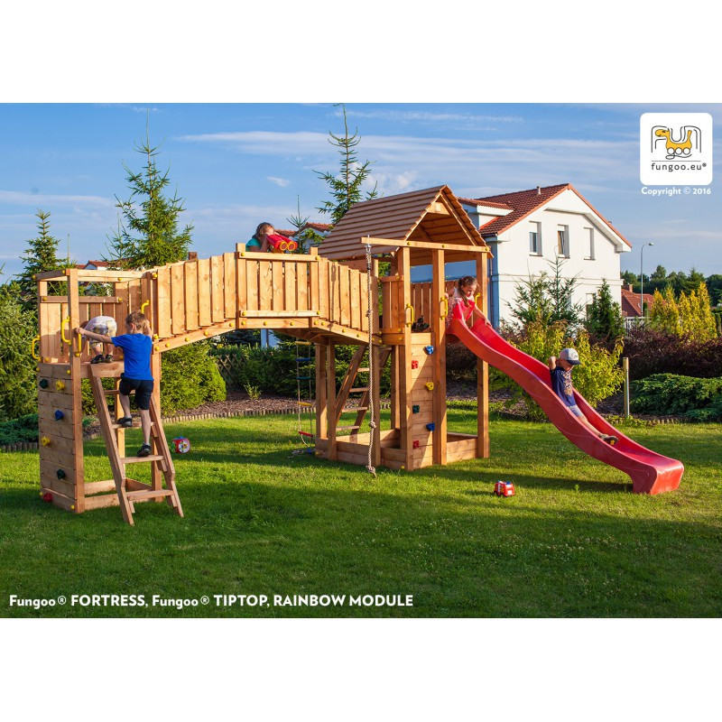 Station de jeux en bois séché lasuré RAINBOW FORTRESS TIP - FUNGOO