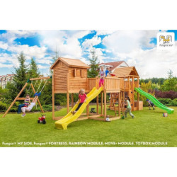 Station de jeux pour enfants en bois séché lasuré MAXI SET FUNGOO PLAY BOX