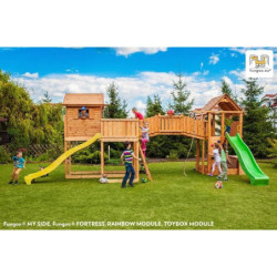 Station de jeux pour enfants en bois séché lasuré MAXI SET FUNGOO SIZED PLAZA