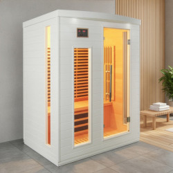 Sauna infrarouge blanc panneaux carbone 2250W 3 places - SNÖ