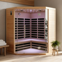 Sauna infrarouge d’angle panneaux carbone 2850W LUXE 3-4 places - SNÖ