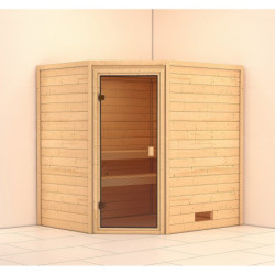 Sauna traditionnel d’angle Mia Plug &Play - 4 places 38mm Woodfeeling 