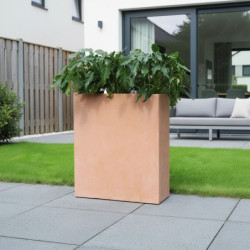 Bac à plantes en fibre de terre 60x25xH.72cm terracotta