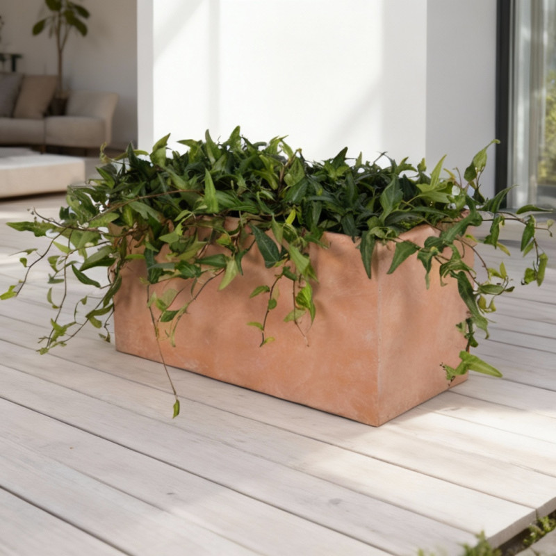 Jardinière en fibre de terre 60x30xH.30cm terracotta