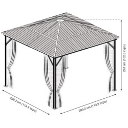 Pergola 3x3m Verona en alu anthracite et polycarbonate 6mm - SOJAG
