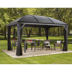 Pergola 3x4m Moreno alu anthracite et toit en acier galvanisé - SOJAG 