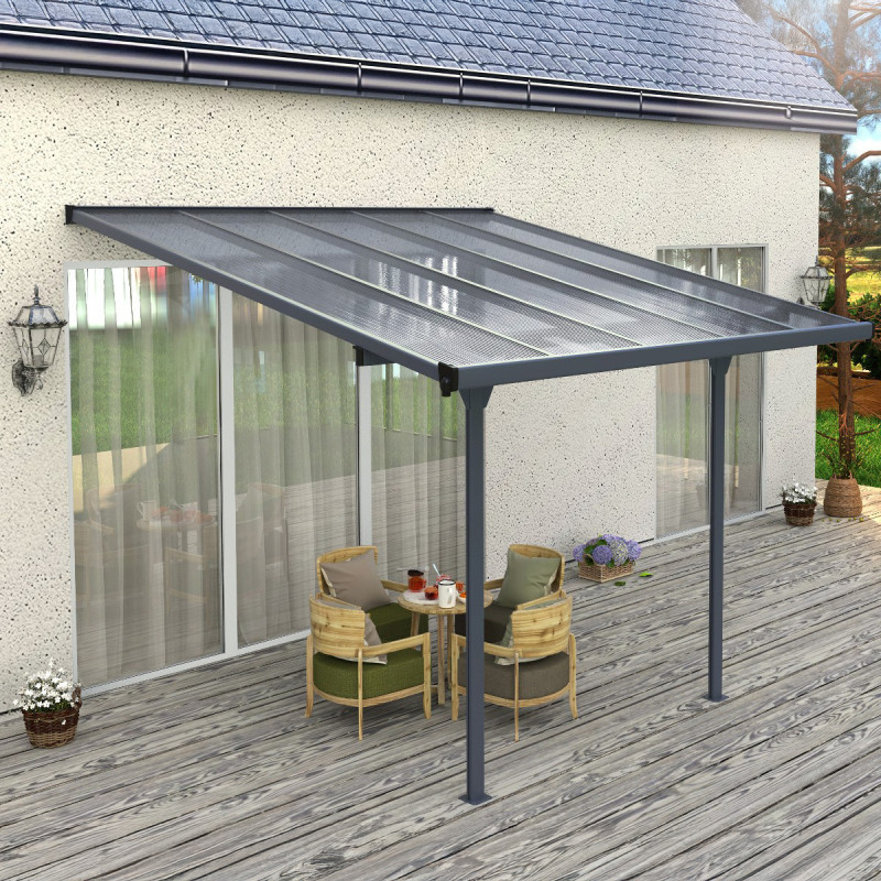 Pergola adossée ajustable - toit de terrasse en alu 3,05x3,14m X-METAL