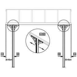Pergola adossée ajustable - toit de terrasse en alu 3,05x3,14m X-METAL