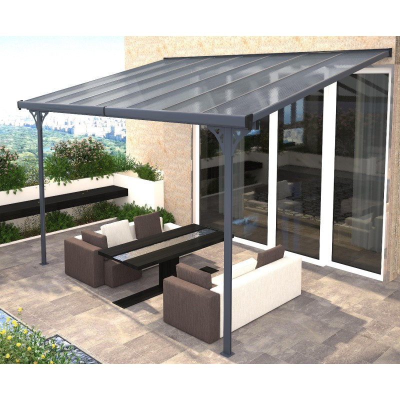 Pergola adossée ajustable - toit de terrasse en alu 3,05x4,36m X-METAL