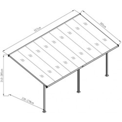 Pergola adossée ajustable - toit de terrasse en alu 3,05x5,57m X-METAL