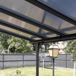 Pergola adossée ajustable - toit de terrasse en alu 3,05x5,57m X-METAL