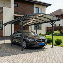 Carport en aluminium anthracite 3x6,47m et polycarbonate 6mm X-METAL