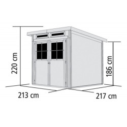 Abri toit plat en bois massif 19mm 4.62m² Glücksburg 3 - Karibu