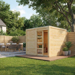 Abri toit plat en bois massif 19mm Qubic 6,05m² - Karibu