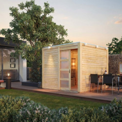Abri toit plat en bois massif 19mm Qubic 6,05m² - Karibu