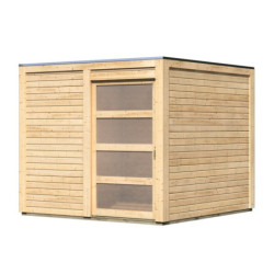 Abri toit plat Qubic de 6.05m² en bois massif 19mm - Karibu
