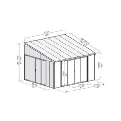 Véranda 400x425cm en alu blanc et polycarbonate 8mm SANREMO