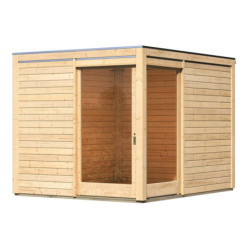 Abri de jardin en bois massif 28mm toit plat Qubu Eck 9.24m² - Karibu