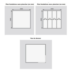 Abri de jardin en bois massif 28mm toit plat Qubu Eck 9.24m² - Karibu