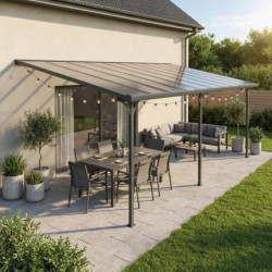 Pergola adossée ajustable - toit de terrasse en alu 3,05x6,18m X-METAL