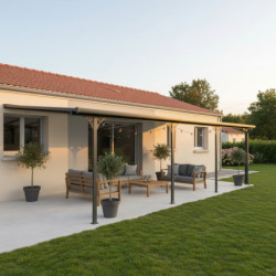 Pergola adossée ajustable - toit de terrasse en alu 3,05x6,18m X-METAL