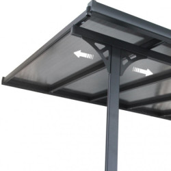 Pergola adossée ajustable - toit de terrasse en alu 3,05x6,18m X-METAL