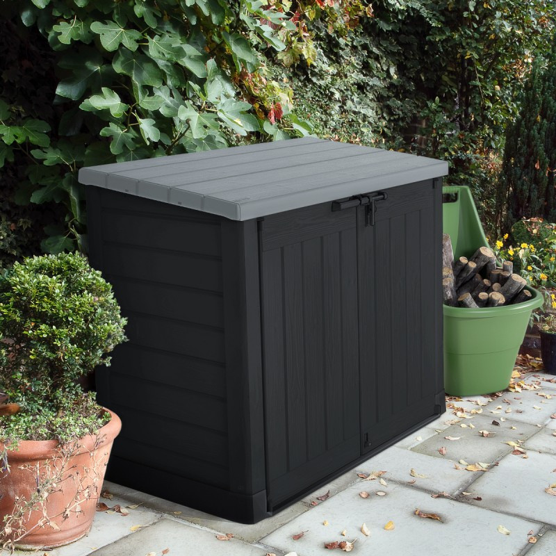 Coffre de jardin multifonctions toit plat en résine 1200L Keter NOIR