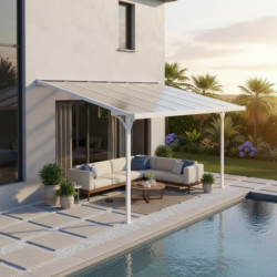 Toit de terrasse ajustable en aluminium laqué blanc 3,75x2,55m X-METAL