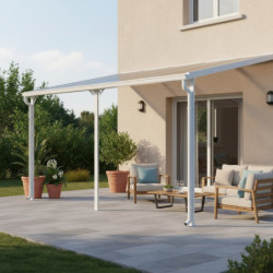Toit de terrasse ajustable en aluminium laqué blanc 3,05x5,57m X-METAL