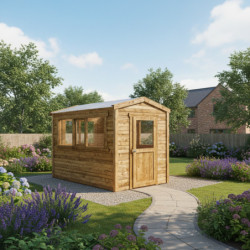 Serre de jardin en bois 6m² madriers 28mm traités marron Gardy Shelter