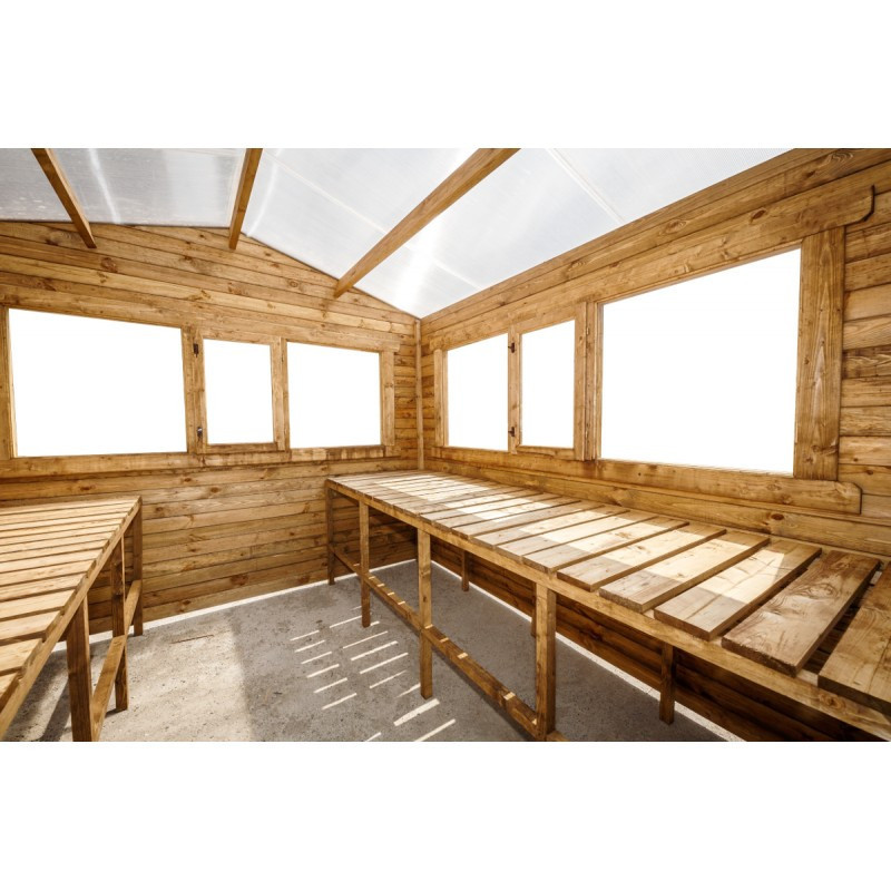 Etagères en bois traité pour serres en bois 9m² Gardy Shelter
