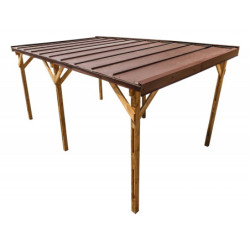 Carport monopente en bois 15,6m² traité marron - Gardy Shelter