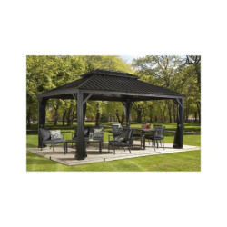 Pergola alu anthracite et acier galvanisé Messina 3,63x4,83m - SOJAG 