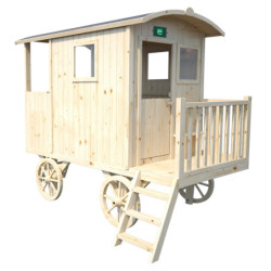 Roulotte pour enfants en bois sur pilotis CARRY - SOULET