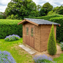 Abri Therma 7,42m² en bois thermo traité et toiture en acier HABRITA