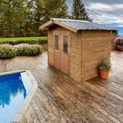 Abri Therma 7,42m² en bois thermo traité et toiture en acier HABRITA