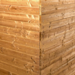 Abri Therma 7,42m² en bois thermo traité et toiture en acier HABRITA